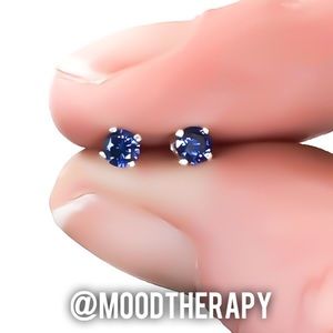 Tiny tanzanite stud earrings 925 sterling silver